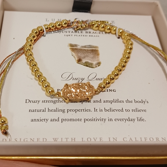 LUNA NORTE DRUSY QUARTZ  ADJUSTABLE BRACELET ONE SIZE FITS ALL NEW IN BOX - Picture 5 of 13